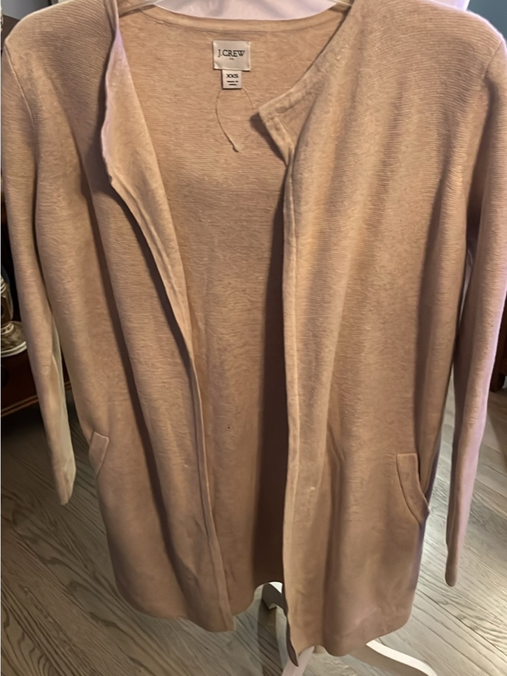 J. Crew Open-Front Long Cardigan in Dusty Rose
